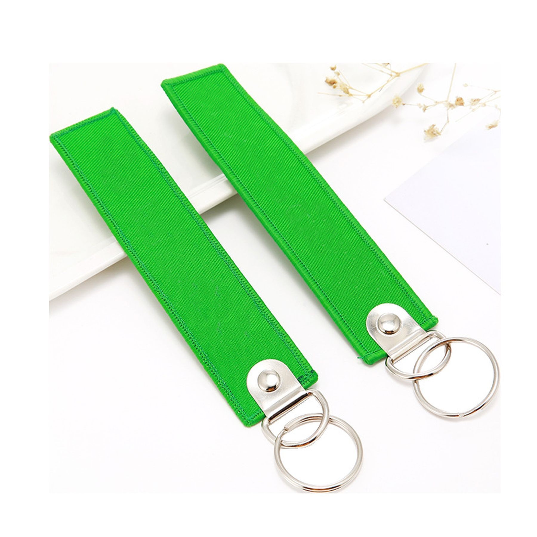 Custom Logo Embroidery Woven Key Chain Motorcycle Key Tag 4