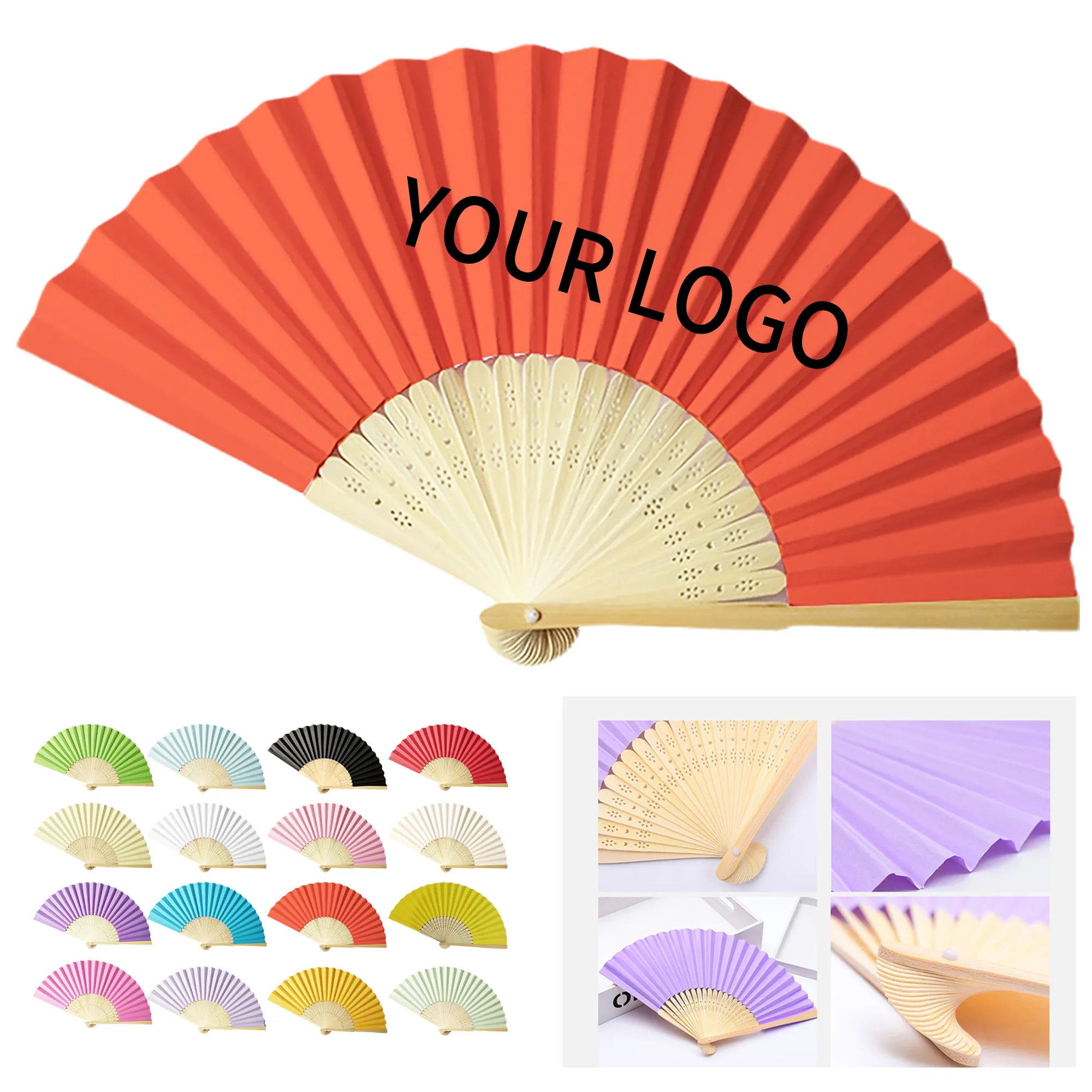 Bamboo Folding Fan 15x8.3 Custom Print 5