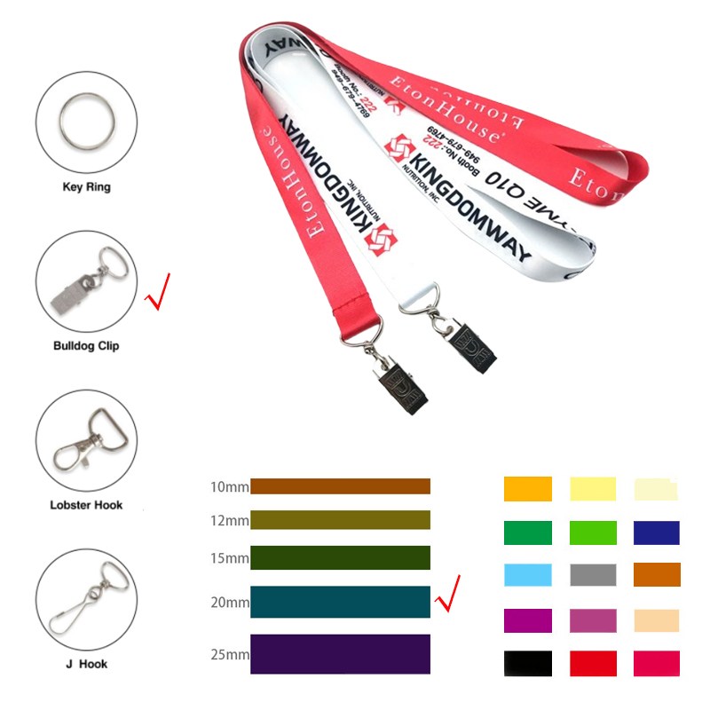 3/4" Wide Polyester Lanyard W/ Metal Bulldog Clip 2