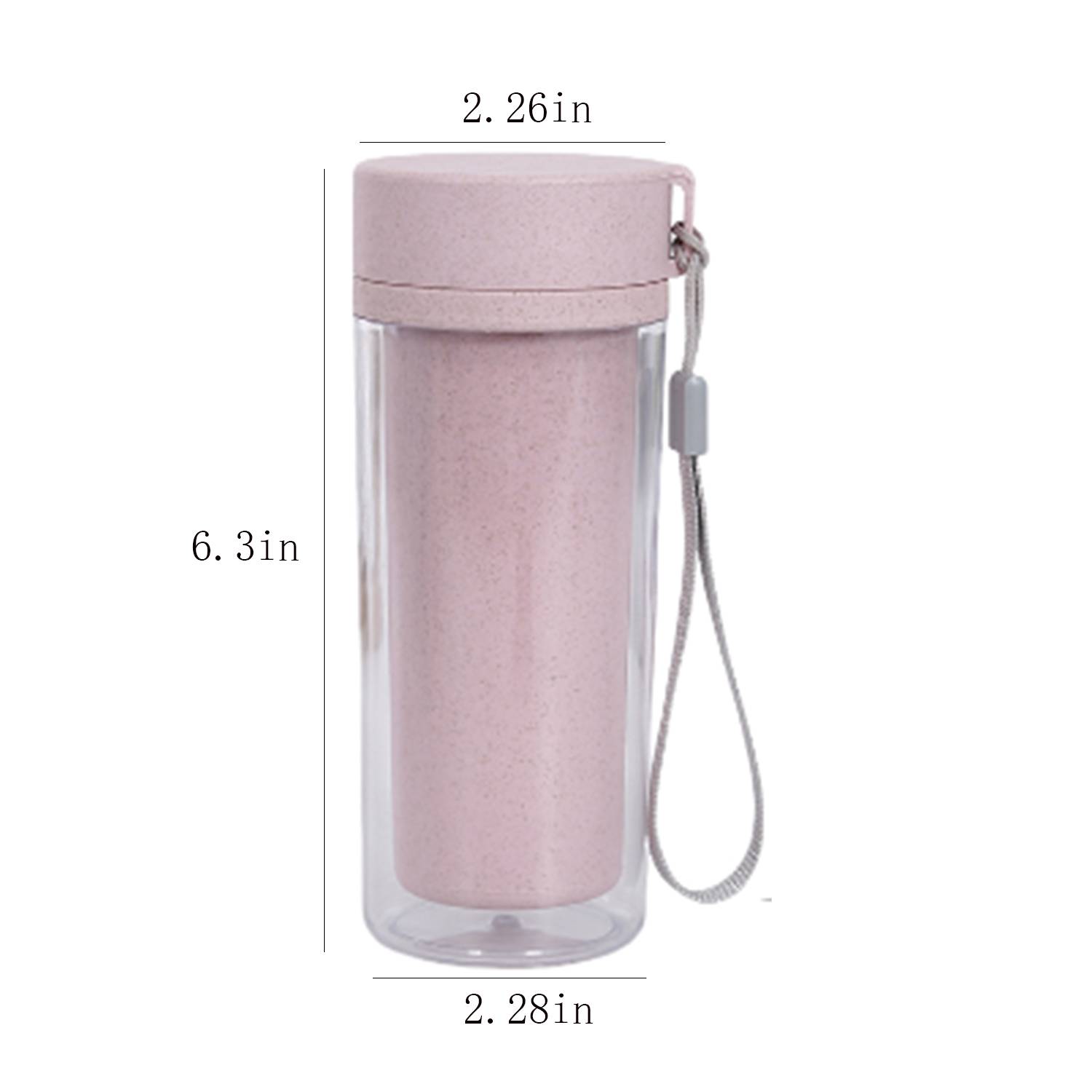 14oz Double Layer Wheat Straw Water Bottle 8