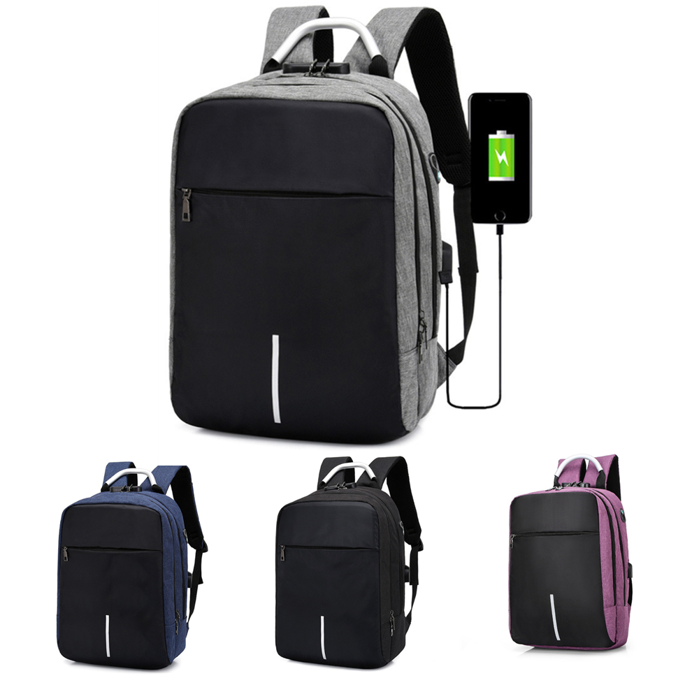Anti-theft Lock USB Charging Light Reflective Laptop Backpacks 8