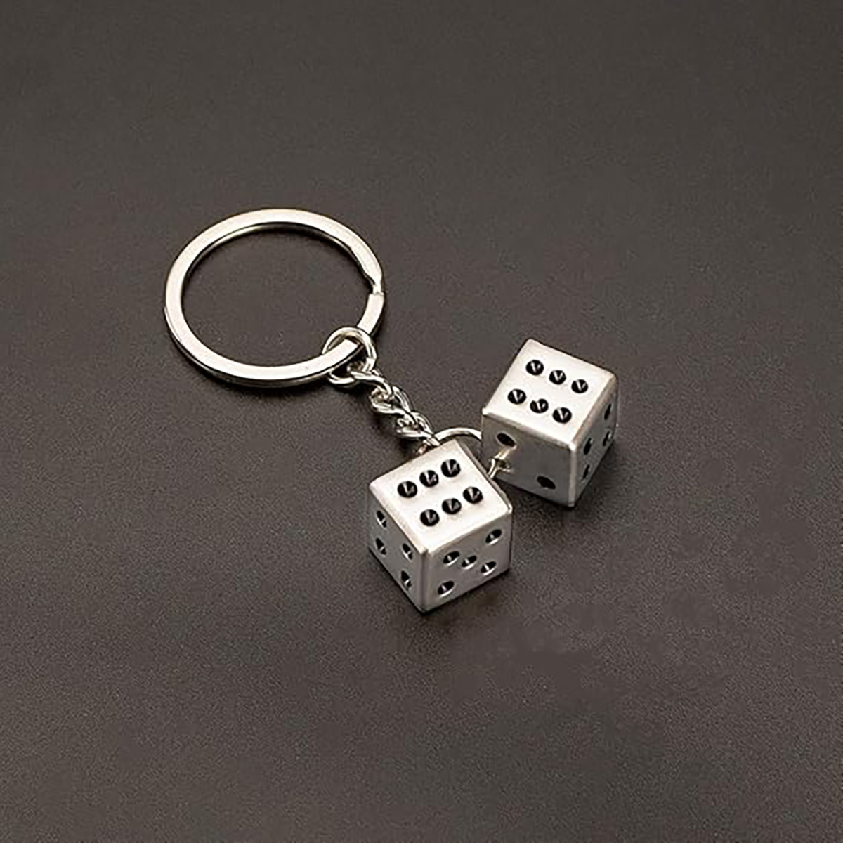 Lucky Silver Metal Dice Keychain Stylish And Fortunate Charm 6