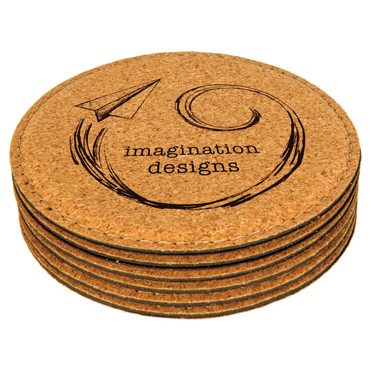 4" Round Cork Coaster with Stitching 6