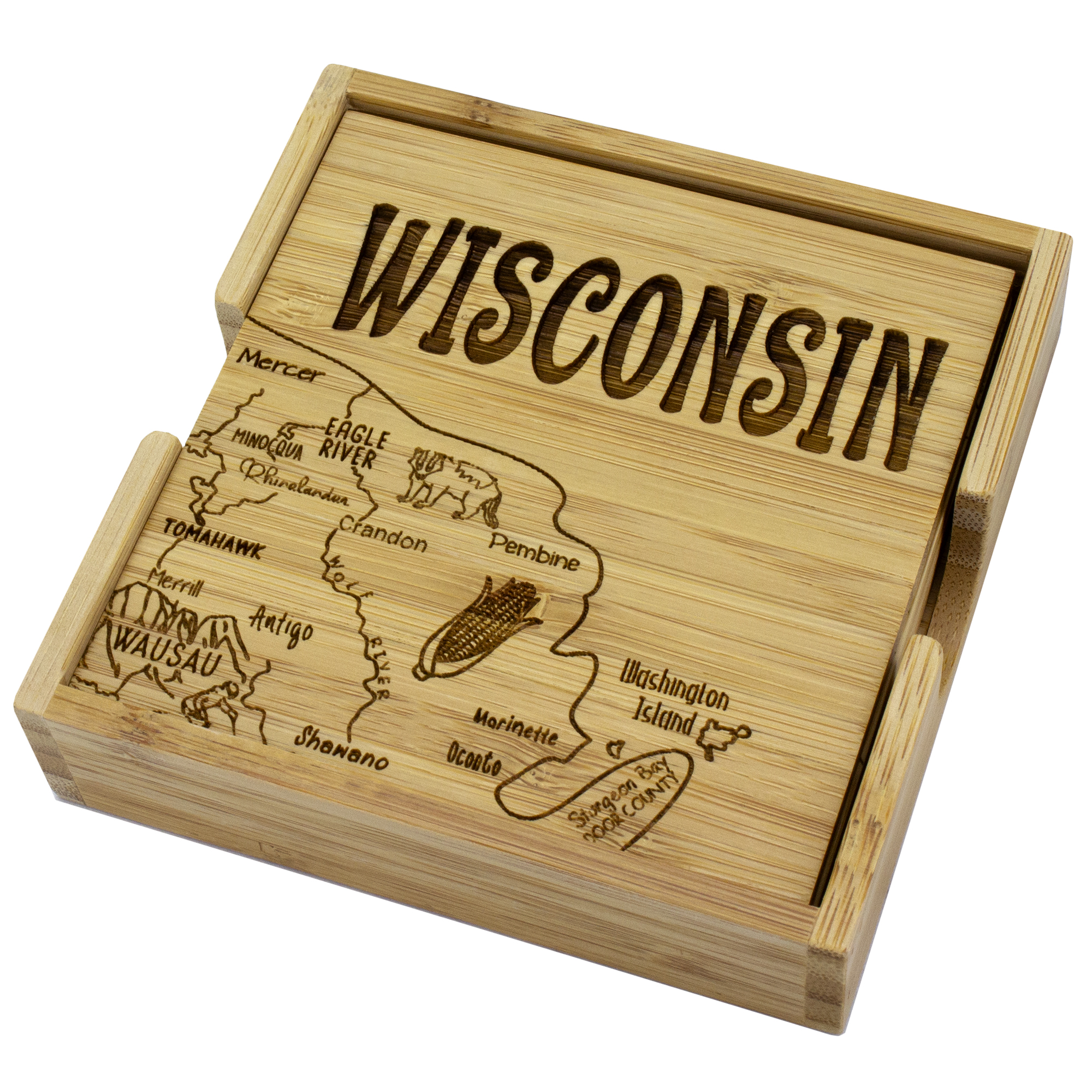 Wisconsin State Puzzle Coaster Set 4