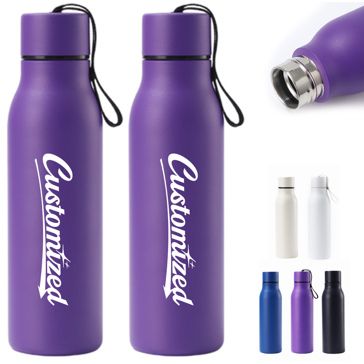 17/22Oz. Slim Vacuum Bottle with Strap Tumblers 7