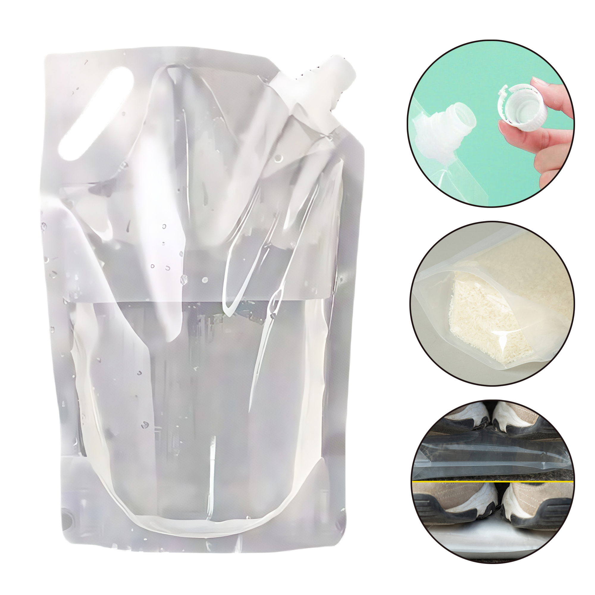 1L Transparent Stand-Up Spout Pouch with Handle 2