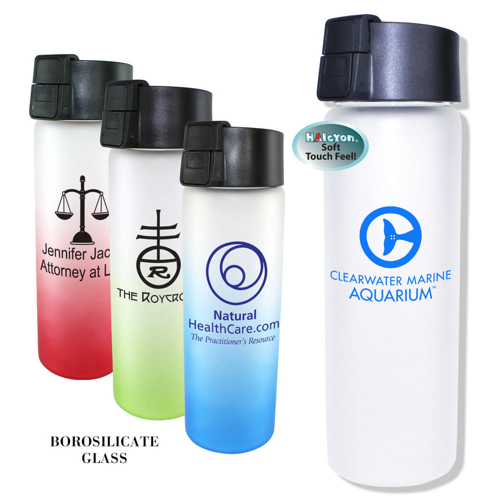 Halcyon® 20 oz. Frosted Glass Bottle with Flip Top Lid 6