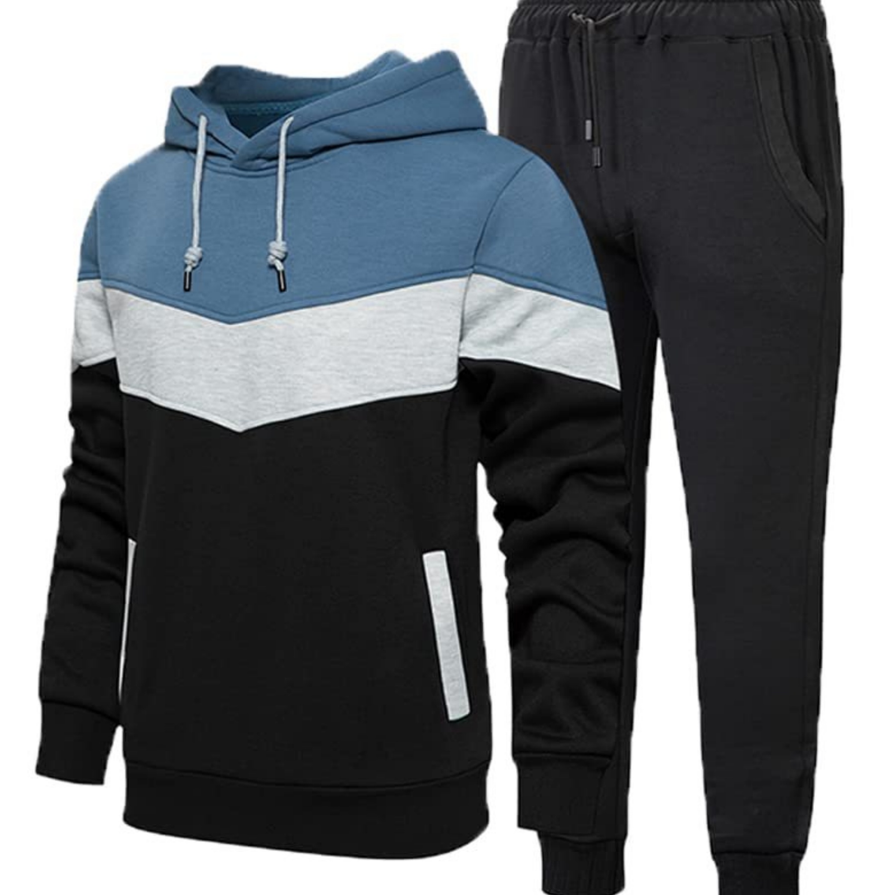 Custom Contrast 3D Printed Hooded Men Jogger Set Sweat Suit 6