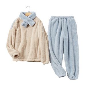 Autumn Winter Thick Coral Velvet Pajamas Set 3