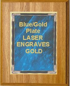 7" x 9" Oak Finish Plaque with a Blue Marble Mist Plate 2