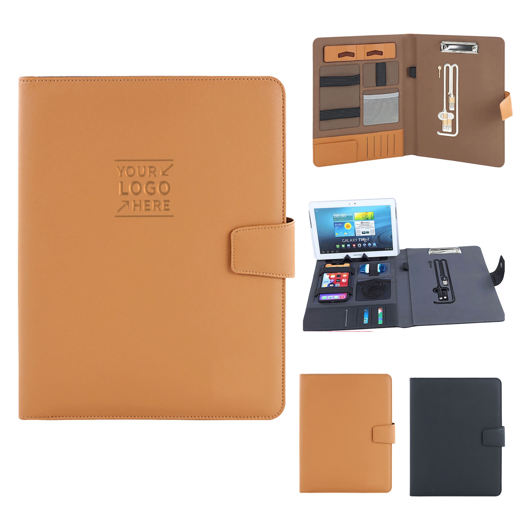 Luxury A4 Multifunctional Clipboard Folder W/ Power Bank