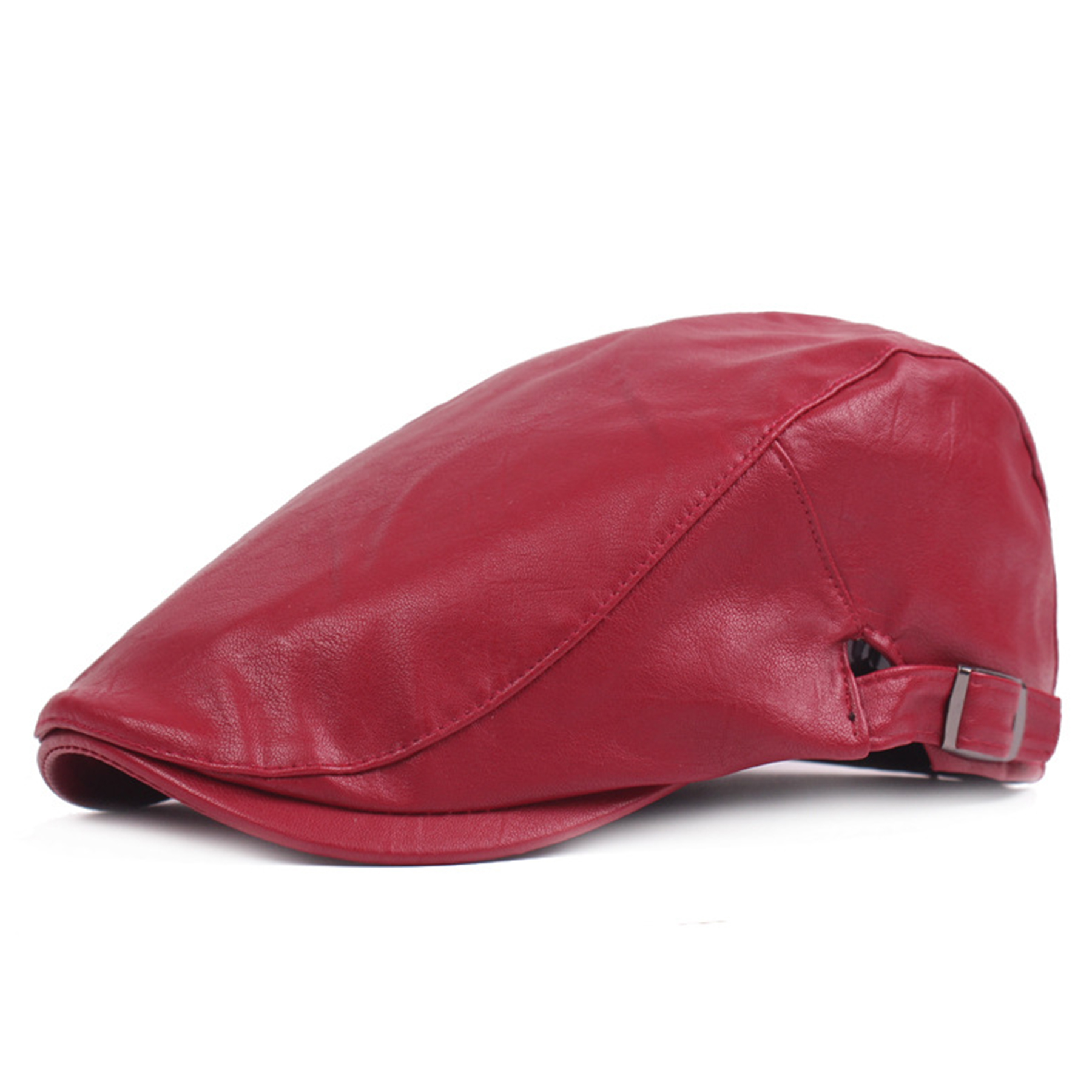 PU Leather Fashion Beret Hat Flat Cap 5