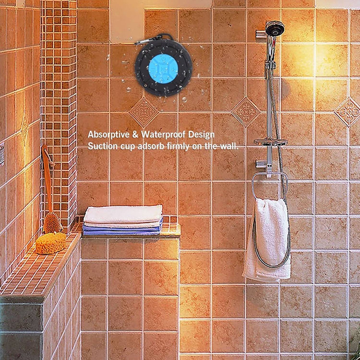 Waterproof Suction Cup Bluetooth Speaker w/ Carabiner 5