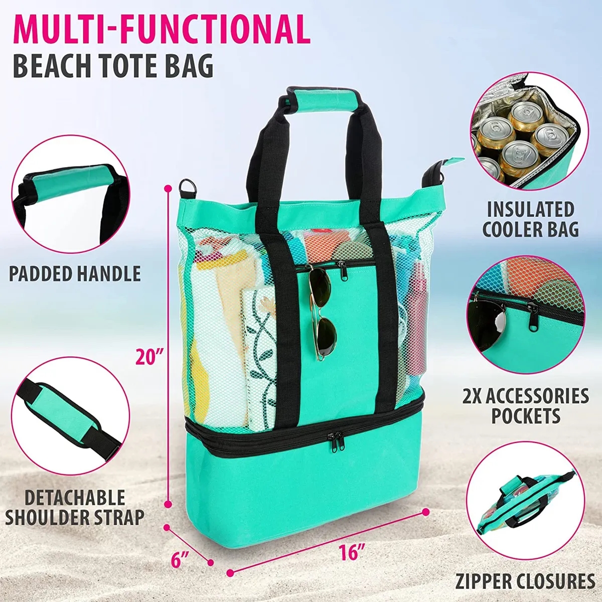 Waterproof Beach Bag with Cooler 3