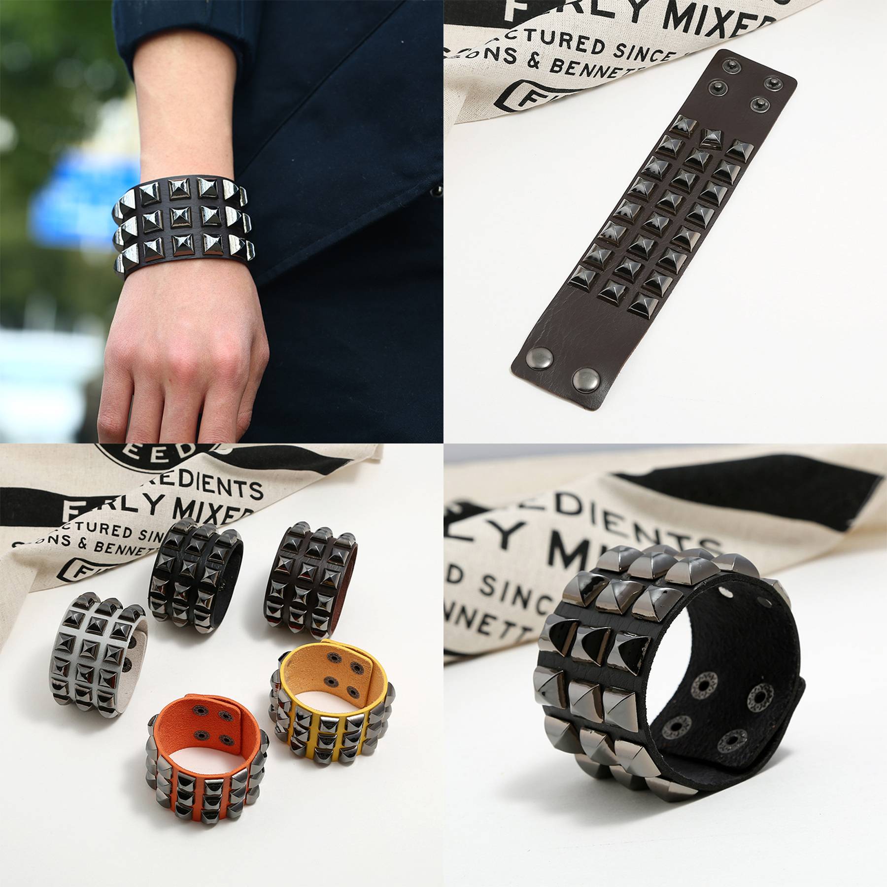 PU Punk exaggerated bracelets 6
