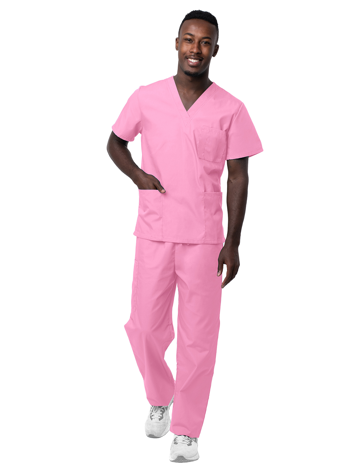 Adar - Sivvan - Unisex V-Neck Top Drawstring Pant Scrub Set 19