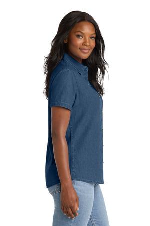 Port & Co Women's Short Sleeve Value Denim Shirt. LSP11 5