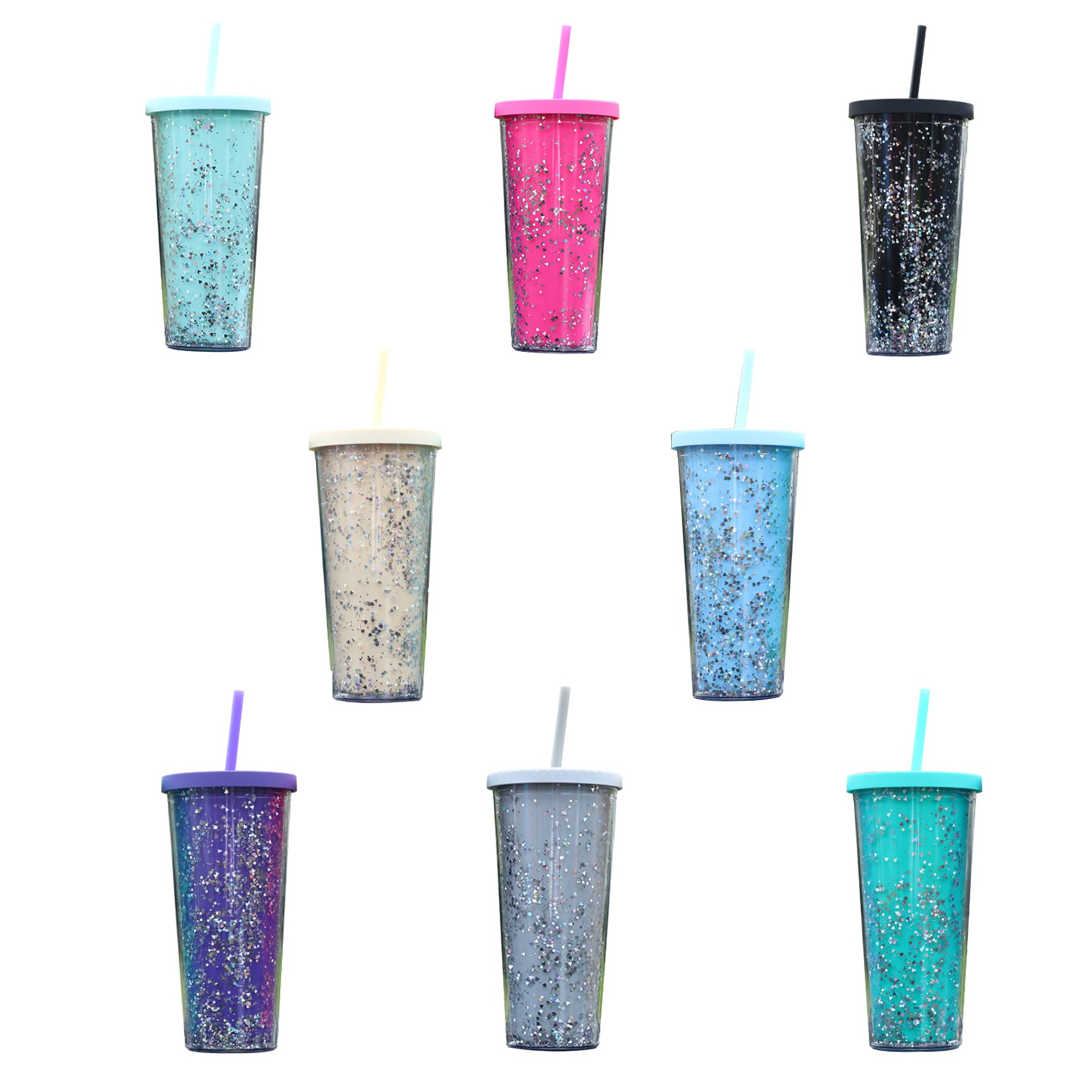 24oz Double Wall Sequin Straw Mug (direct import) 2