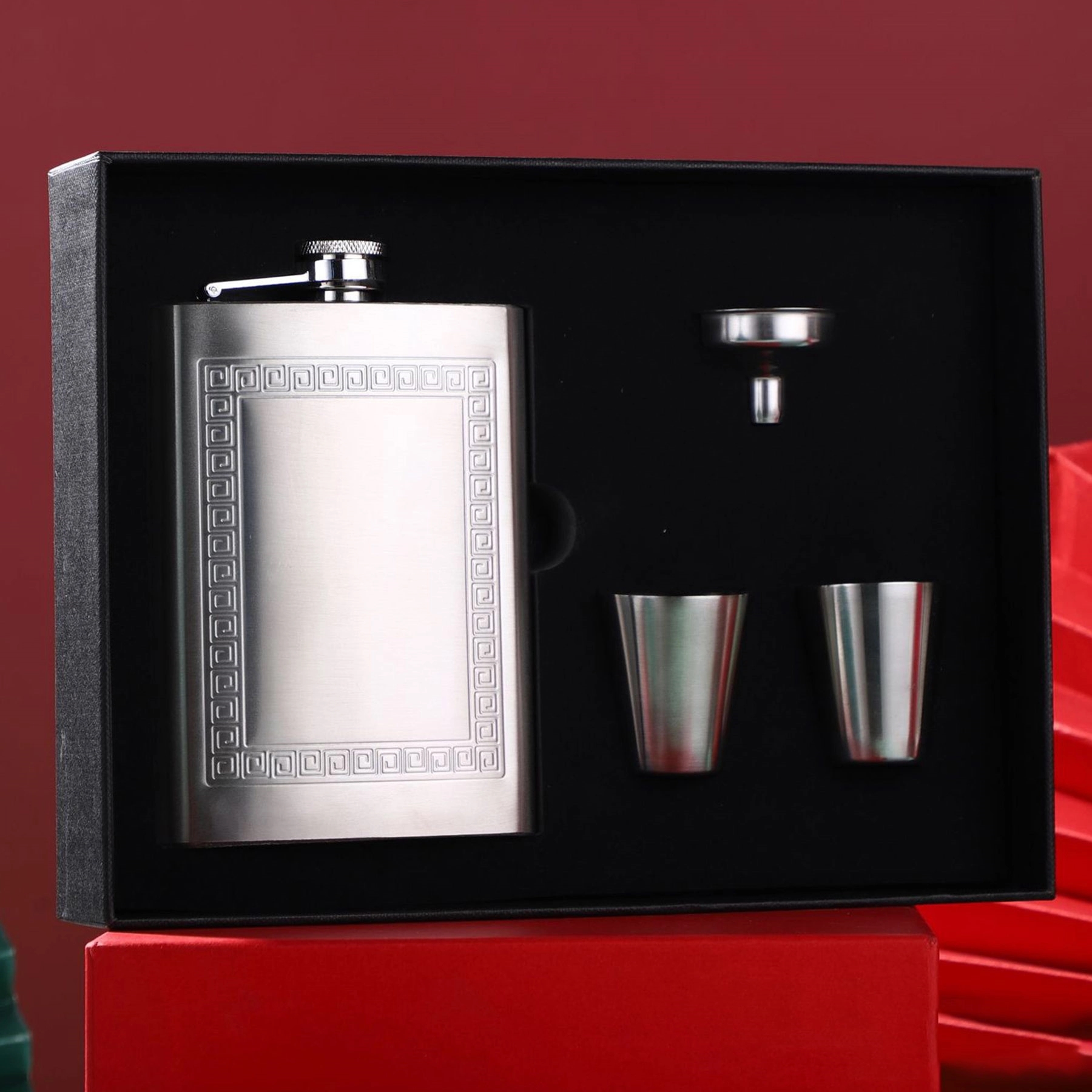 8oz Hip Flask Gift Set, custom water bottle with logo imprint 2