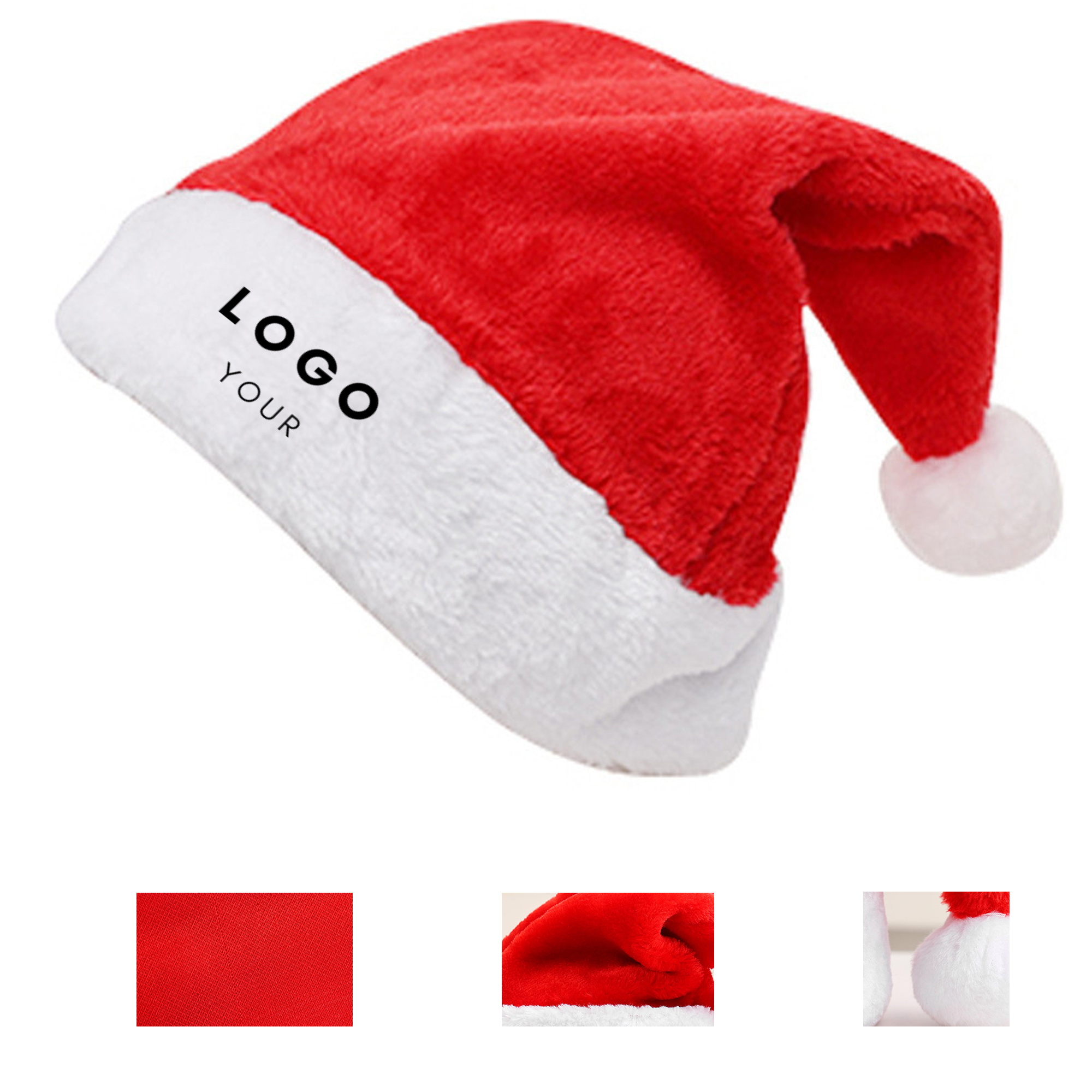Short Plush Christmas Santa Hat 1