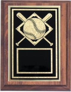 6" x 8" Cherry Finish Plaque with a Baseball Plate 2