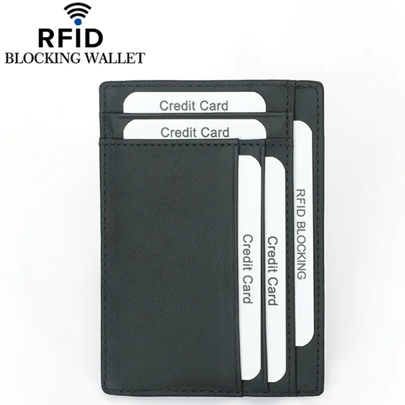 RFID Blocking Leather Wallet Zipper Credit Card Holder 3