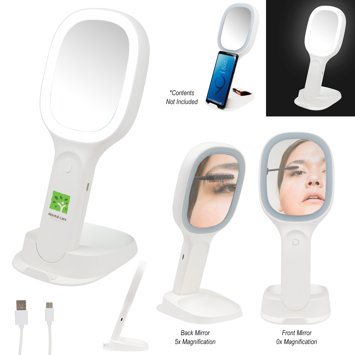 Light Up Double Sided Mirror With Wireless Charger 2