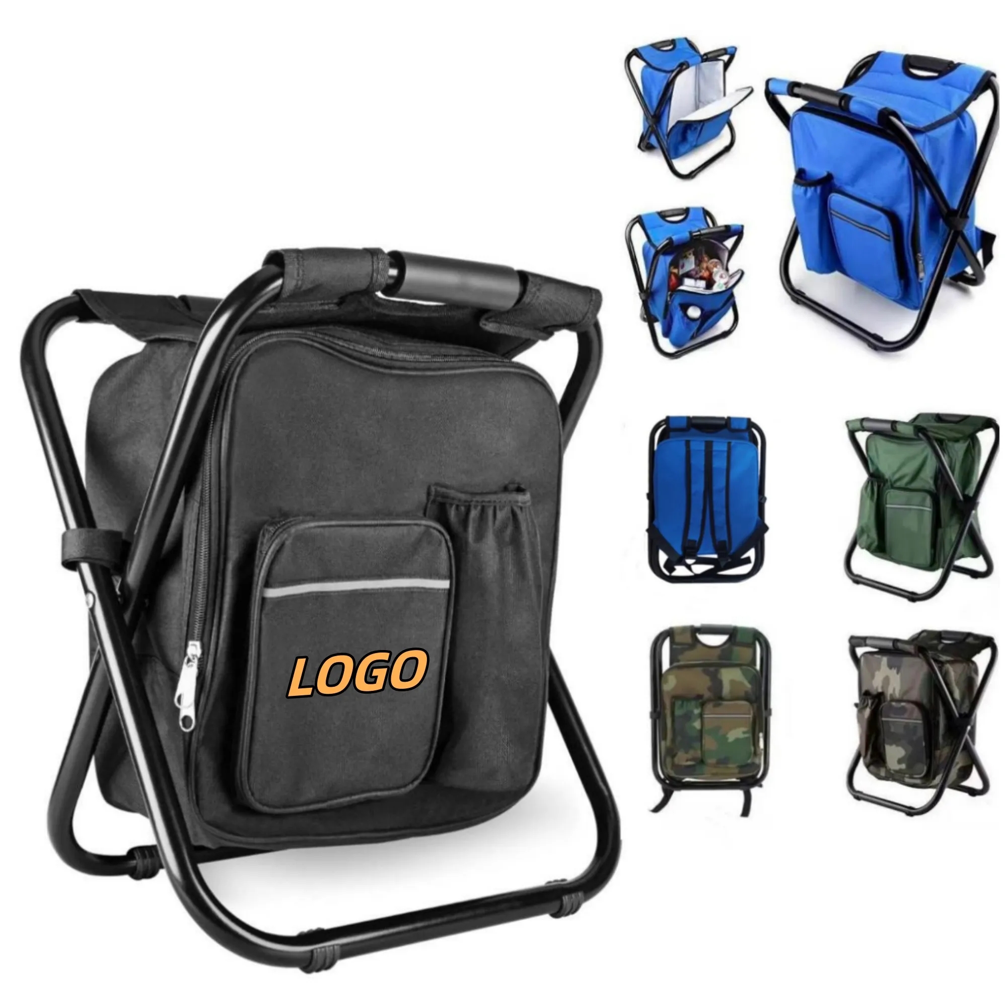 Folding Stool Backpack Insulated Cooler Bag 6