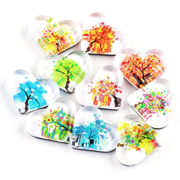Custom Printing Heart Crystal Glass Fridge Magnets 3
