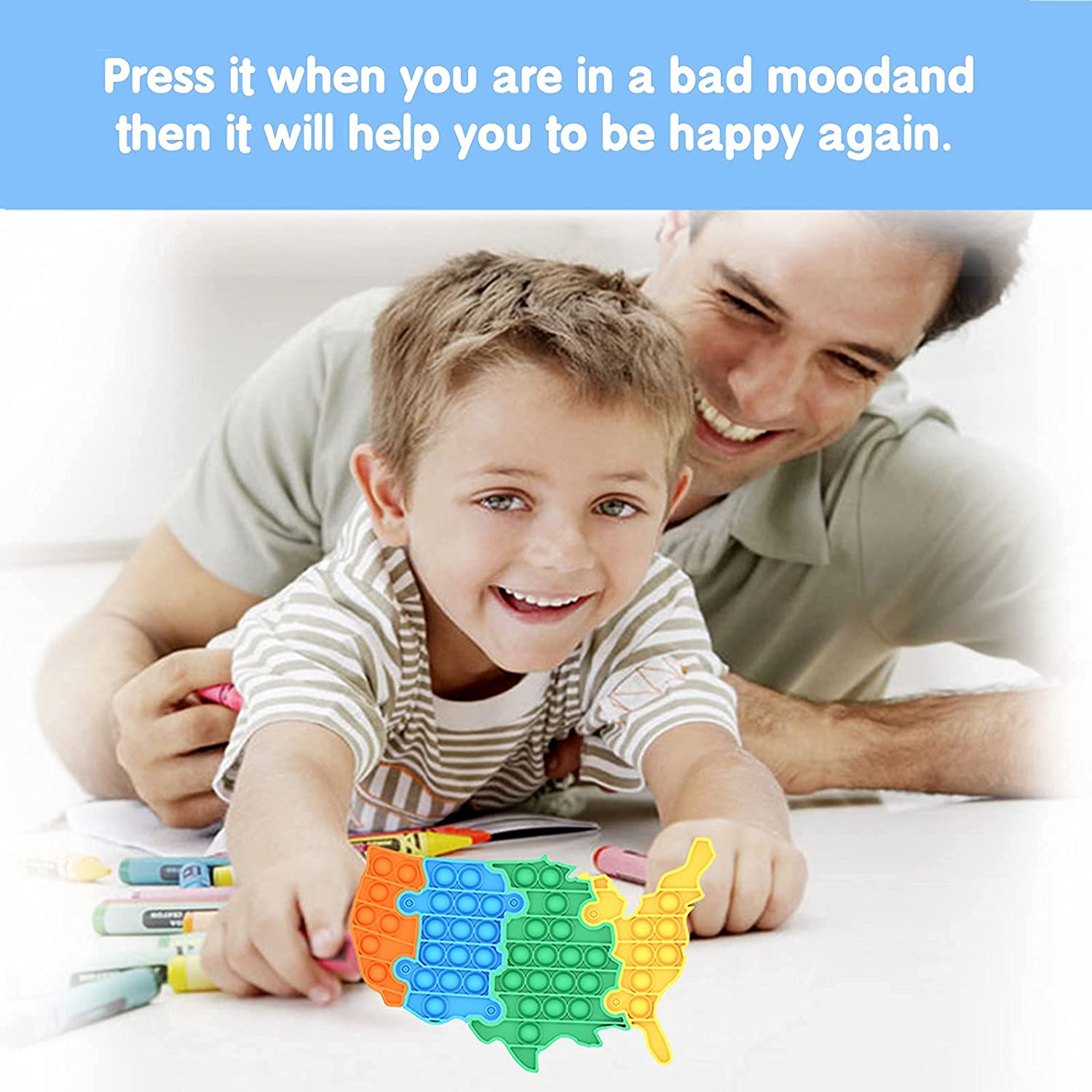 American Map Silicone Colorful Push Pop Bubbles Fidget Sensory Toy Autism Need 6