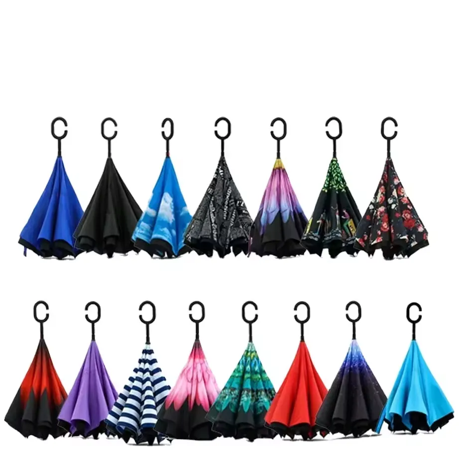 Double Layer Folding Inverted Umbrella With C-Shaped Handle 7