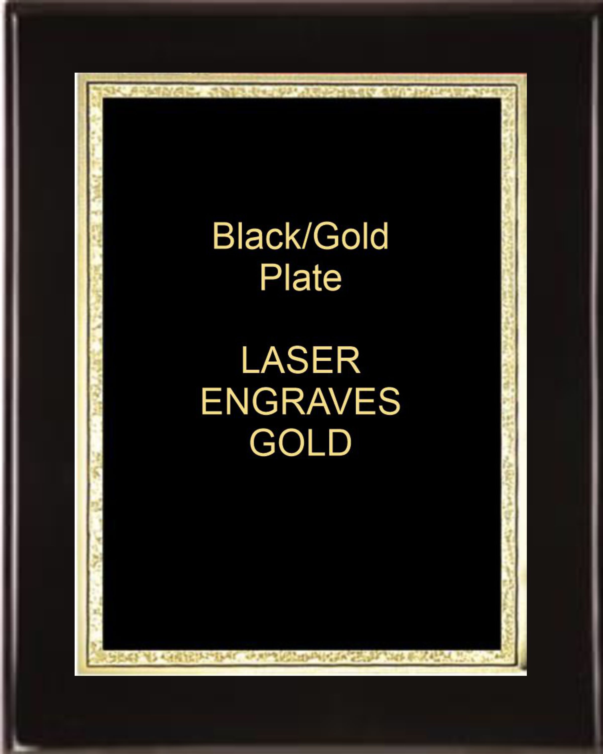 9" x 12" Black Premium Piano Finish Plaque with a Black Florentine Plate 1