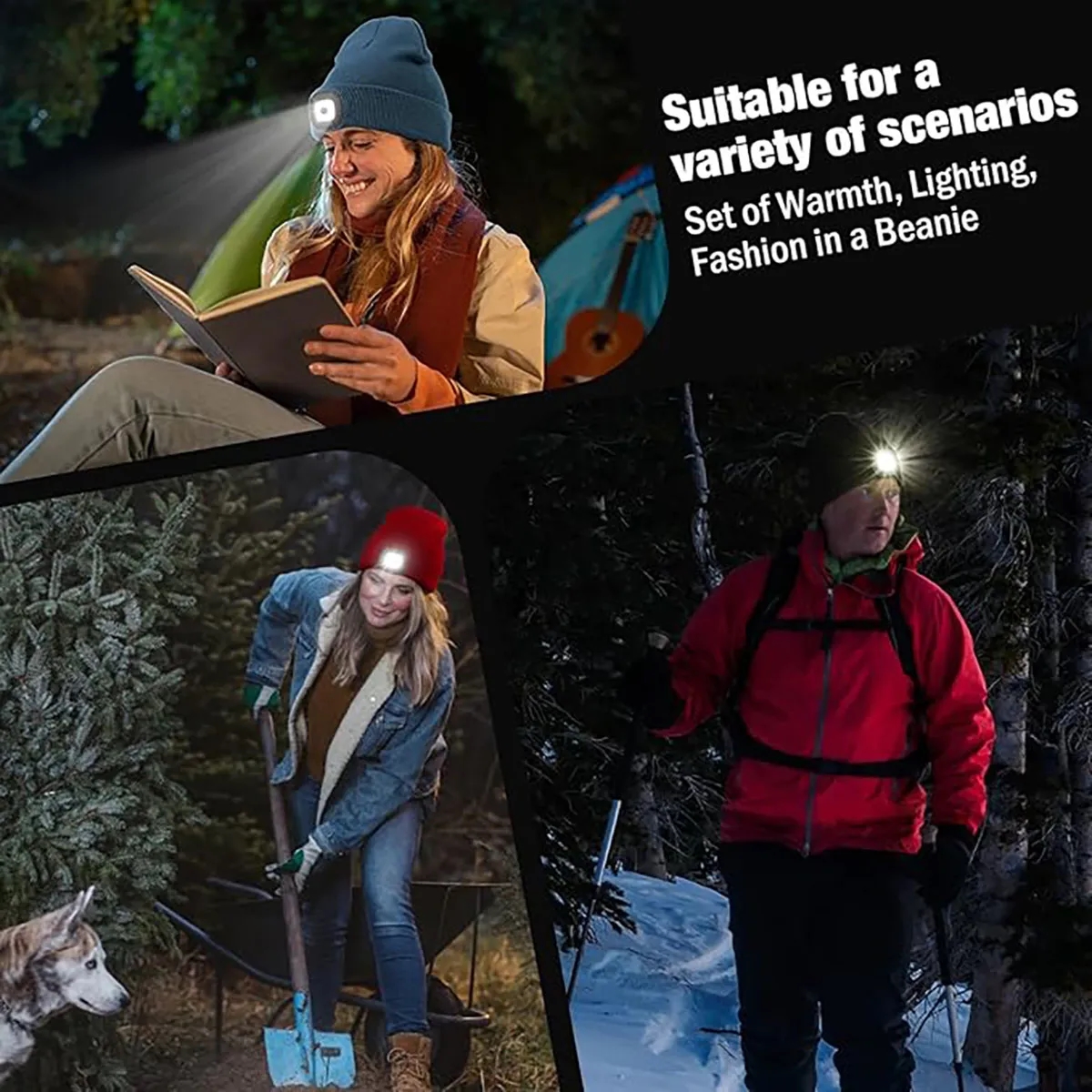 Unisex LED Beanie with Light Hands Free  Headlamp Hats 4