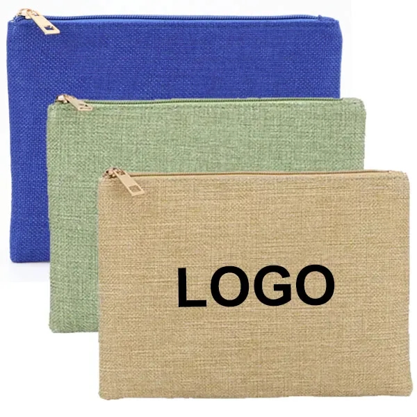 Custom Jute Organizer Zipper Pouch 3