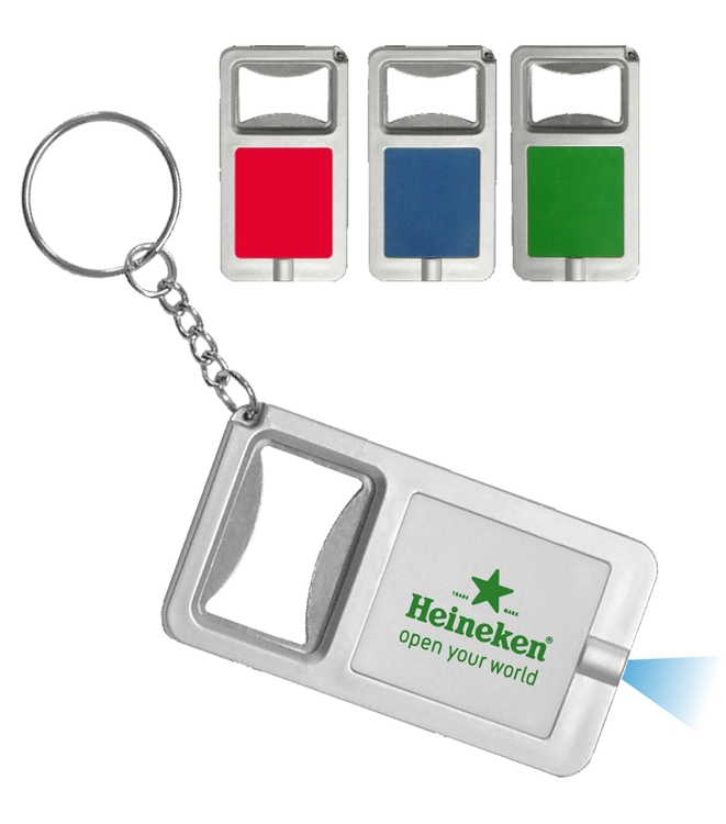 Beer Bottle Opener w/LED Flashlight Keychain - Rectangle 1