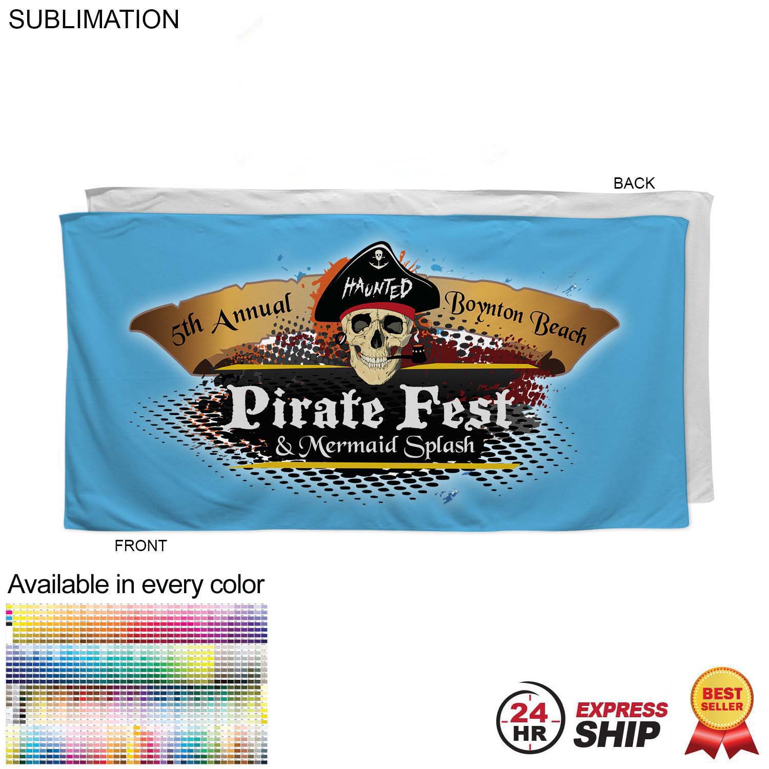 24 Hr Express Ship - Absorbent Microfiber Dri-Lite Terry Beach, Shower Towel, 30x60, Sublimated 6