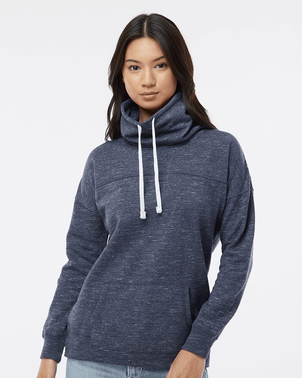 Women's Mélange Fleece Cowl Neck Sweatshirt - 8673 2