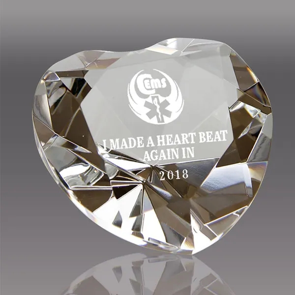Personalized Crystal Heart Shaped Diamond Paperweight 1