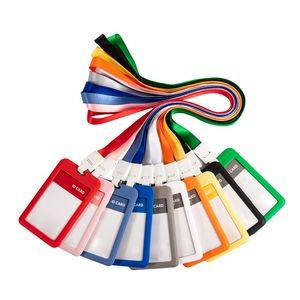 3 Pockets PU Leather Lanyard Card Holder with Dual Color Back 3