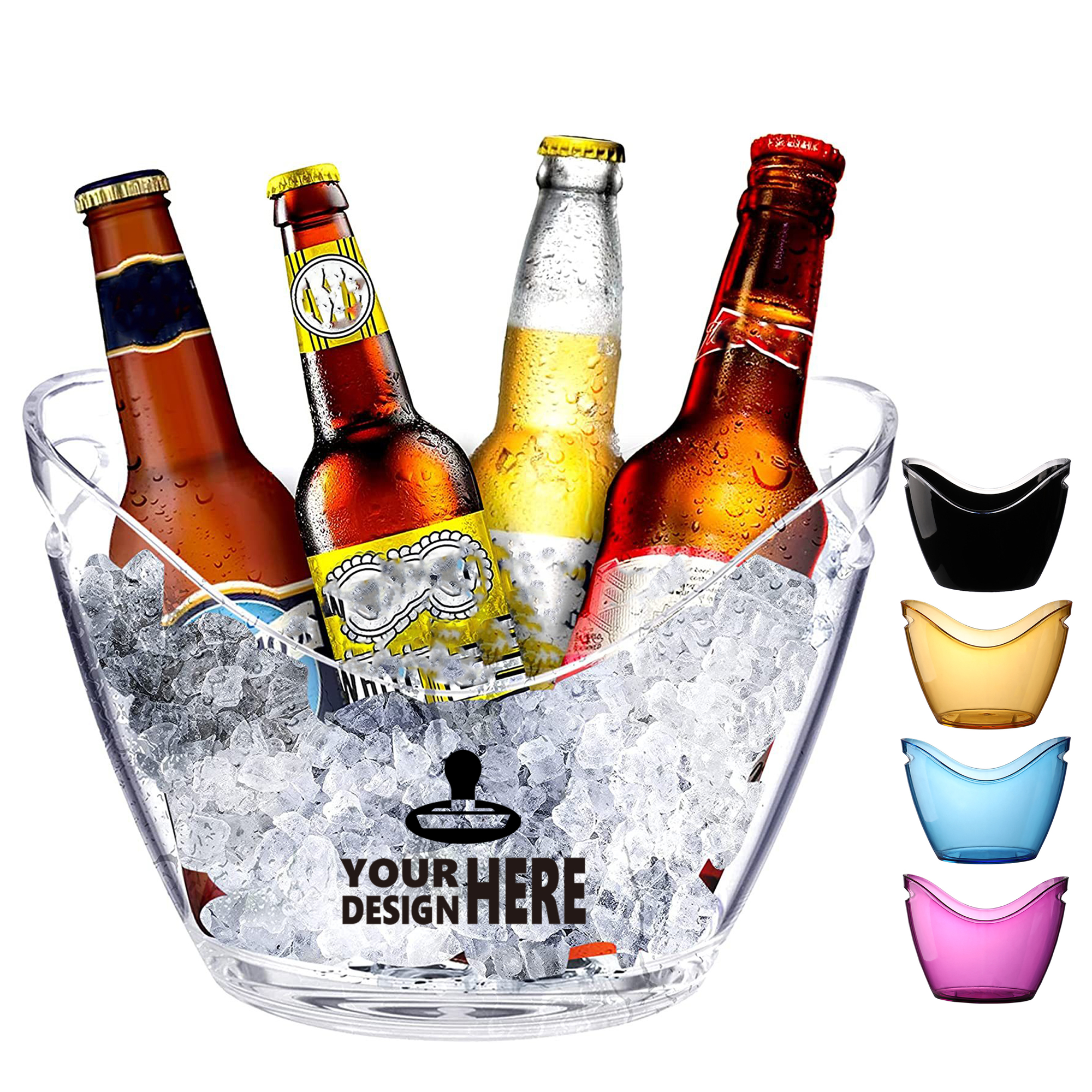 MOQ20 Large Acrylic Ice Bucket With Easy Carry Handles 2
