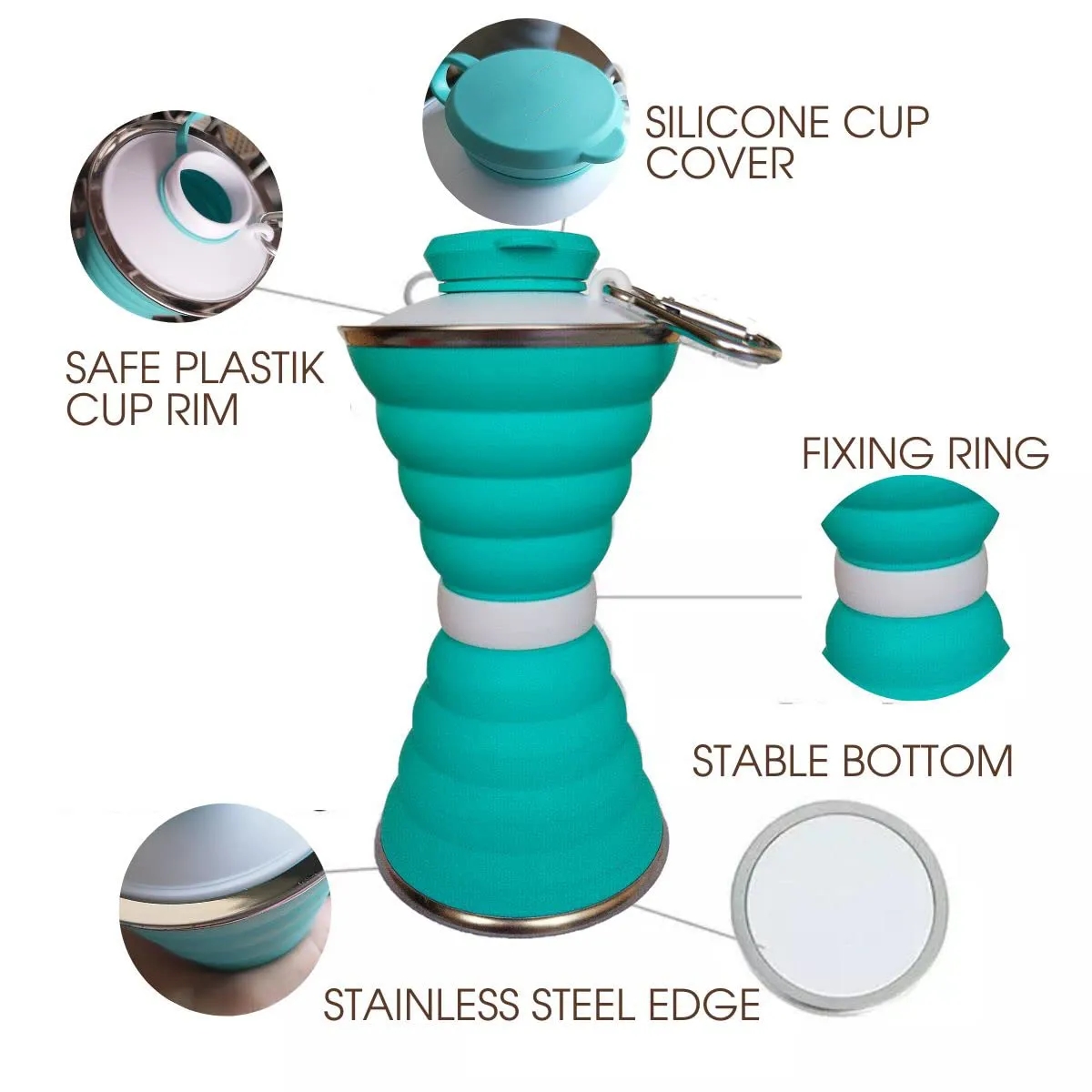 17 Oz Collapsible Water Bottles with Carabiner 3