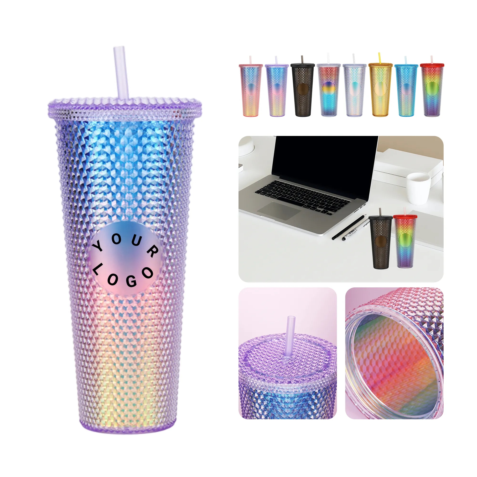 Plastic Tumbler with Handle and Reusable Straw 5