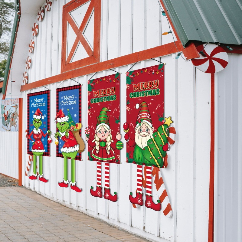 Christmas Hanging Fabric Banner Holiday Party Decorations 6