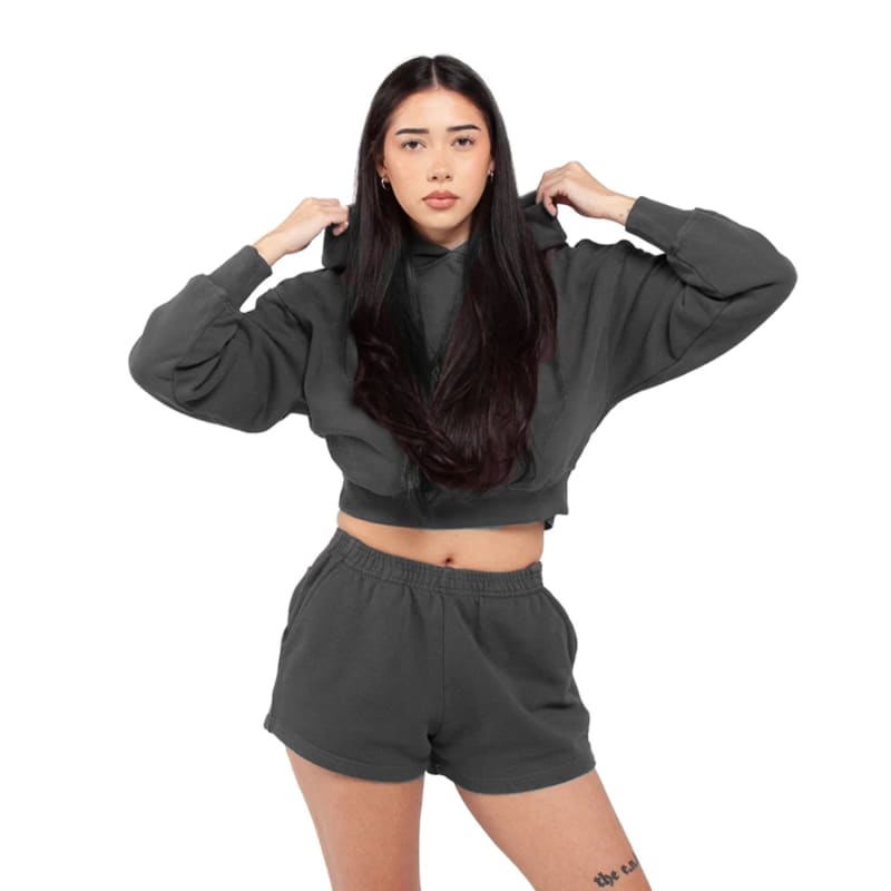 Shaka Wear Ladies' Garment Dye Crop Hooded Sweatshirt, custom hoodie or sweatshirt with logo imprint 2