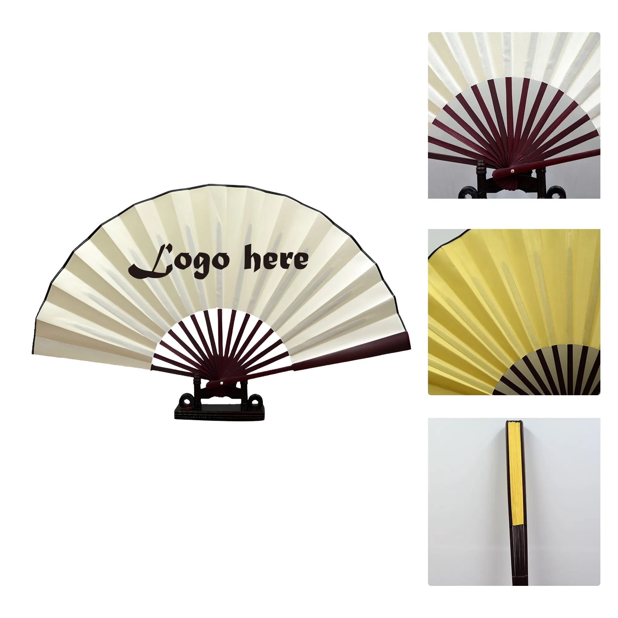 MOQ100 Cloth Folding Hand Fan 2 Sided Full Color