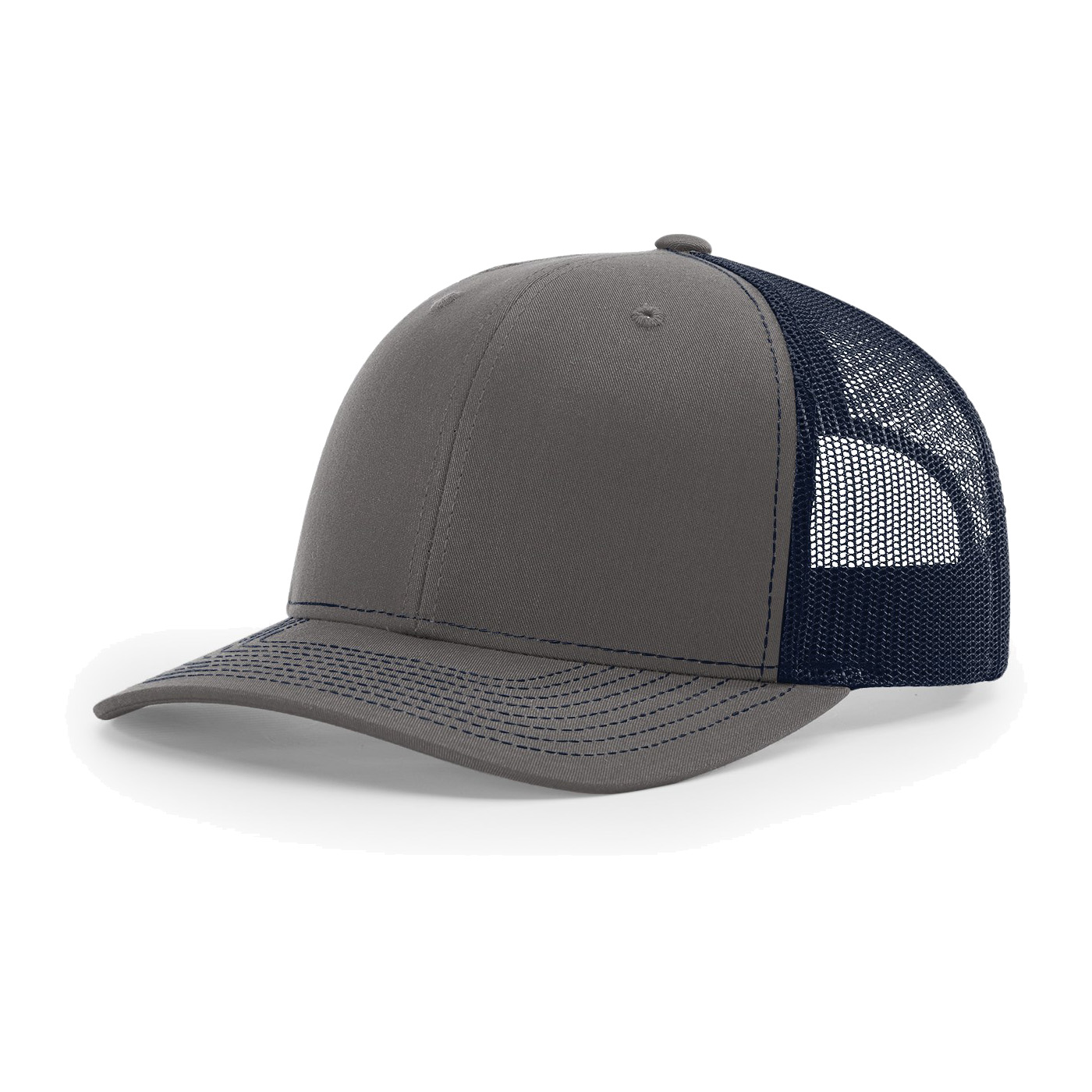Richardson 112 6-Panel Snapback Trucker Hat w/Leatherette Adhesive Patches or Embroidery 90