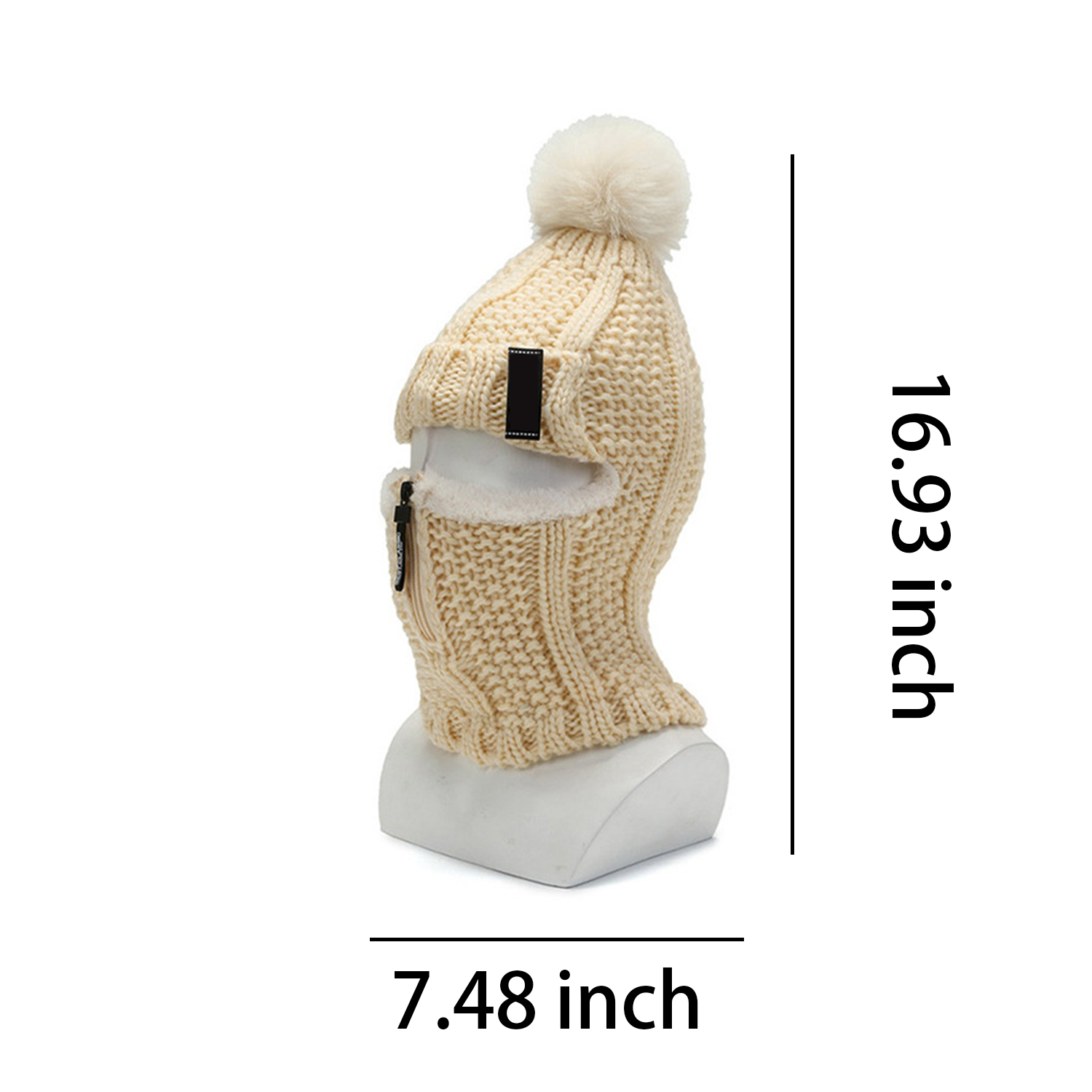 Womens Hat Fleece Lined Plush Ball Neck Warmer Cap 2