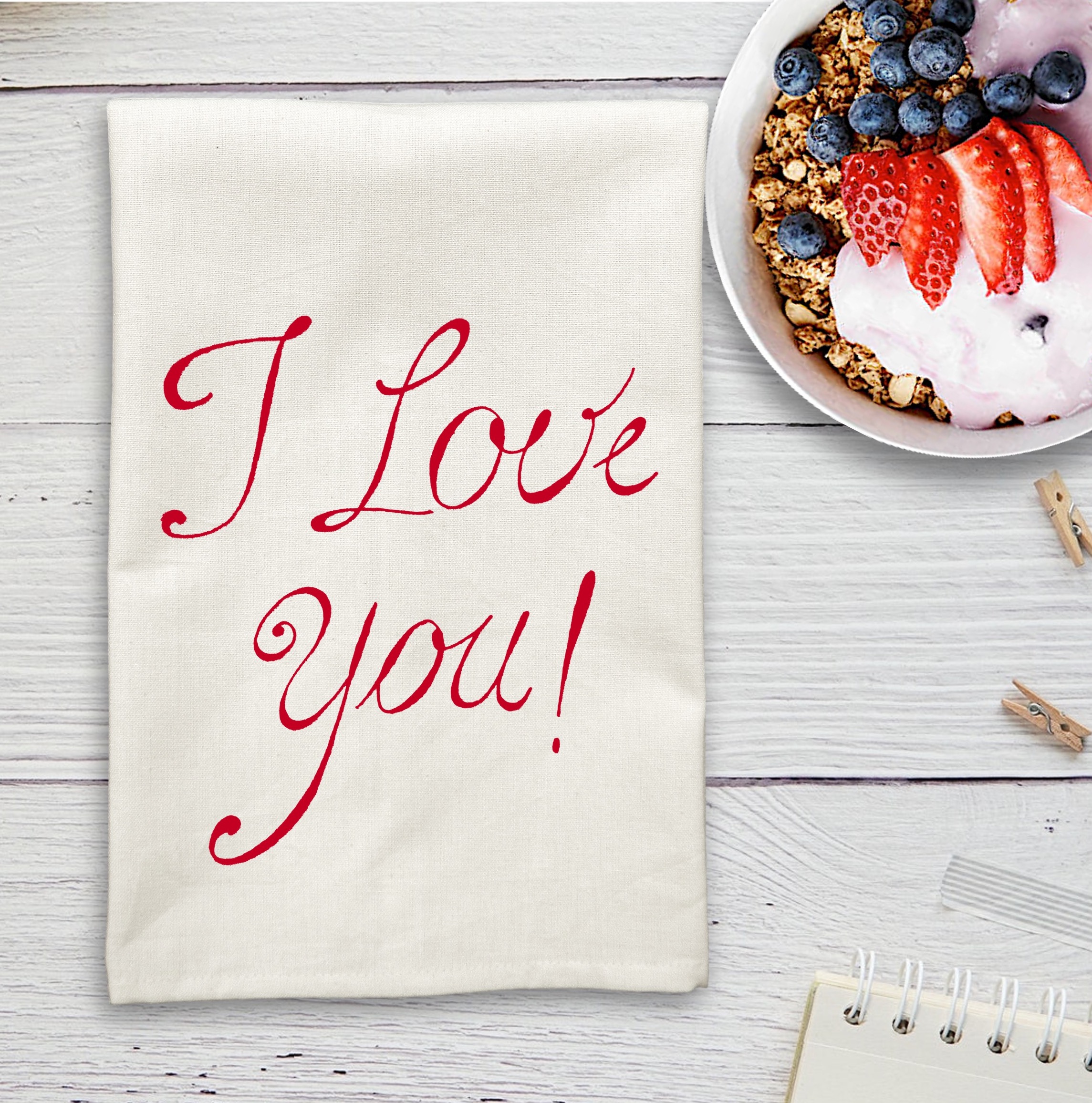 White Solid Plain Weave Kitchen Towel with Custom Print 5
