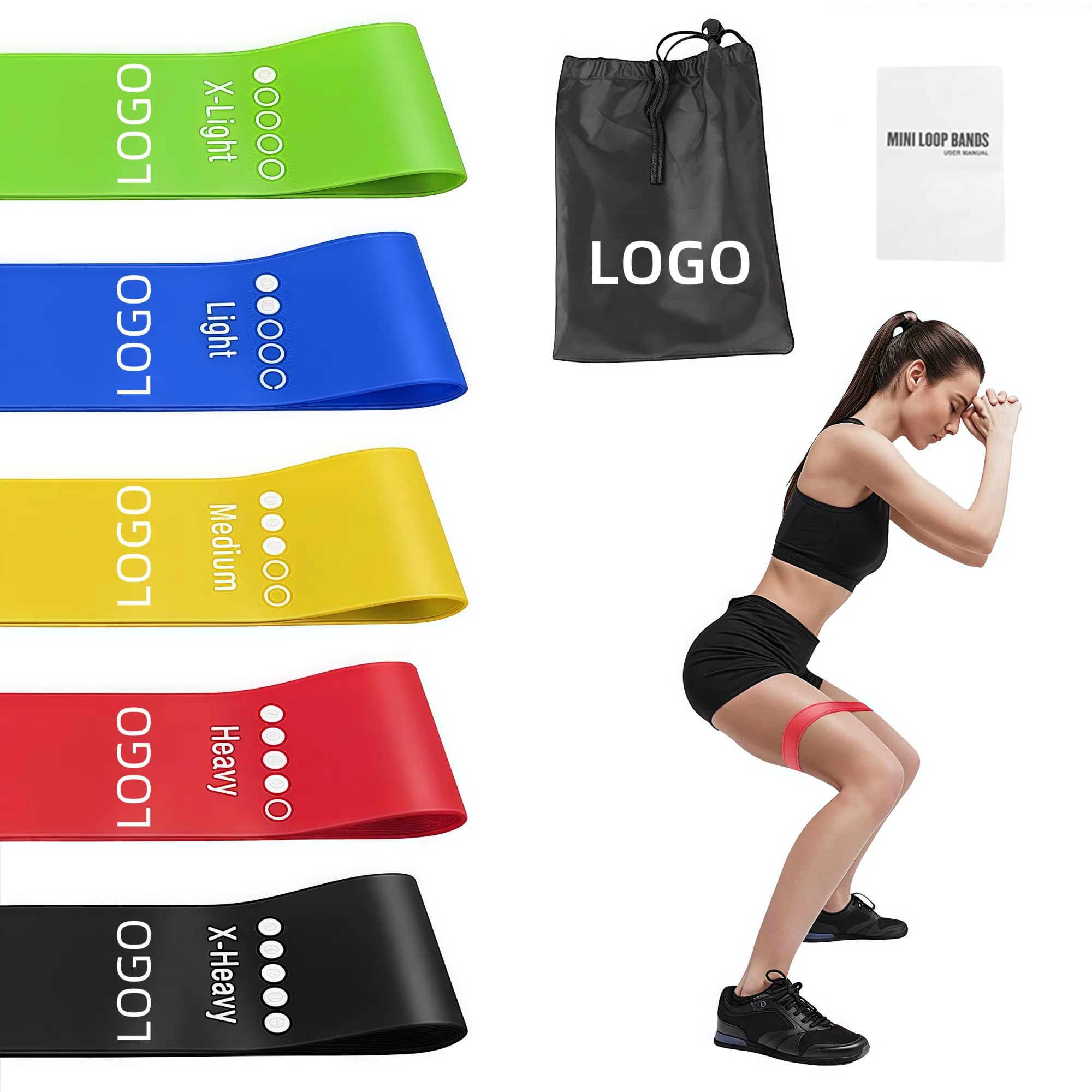 Resistance Loop Exercise Bands with Carry Bag, Set of 5 1