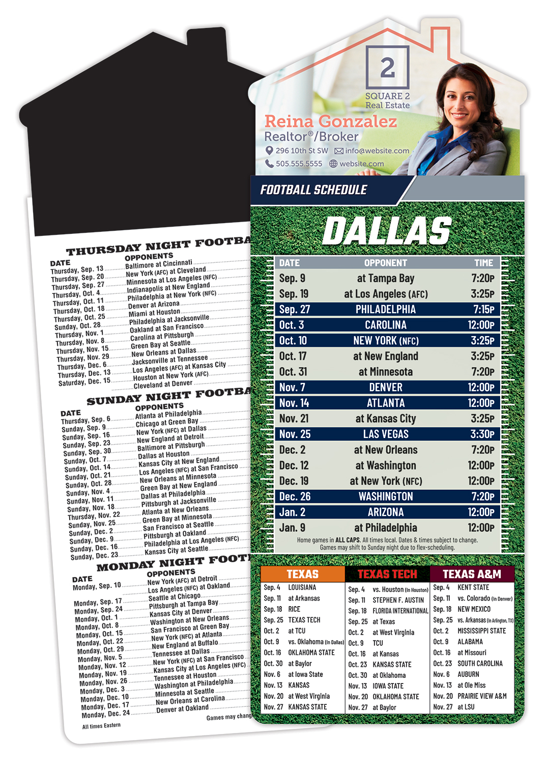 Magna-Card House Shape Magnet Football Schedules (3.5x9)